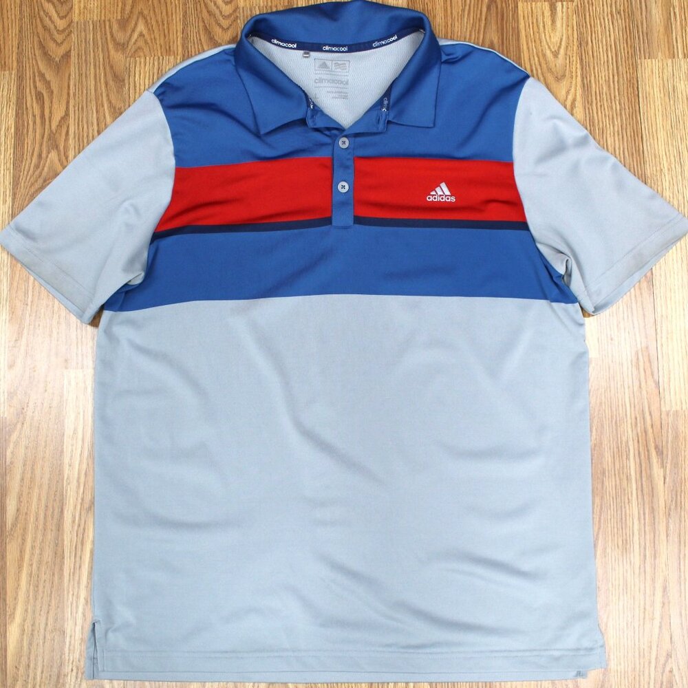 ADIDAS CLIMALIT POLY/SPANDEX POLO SHIRT SPRING GRAY Sz LARGE, L